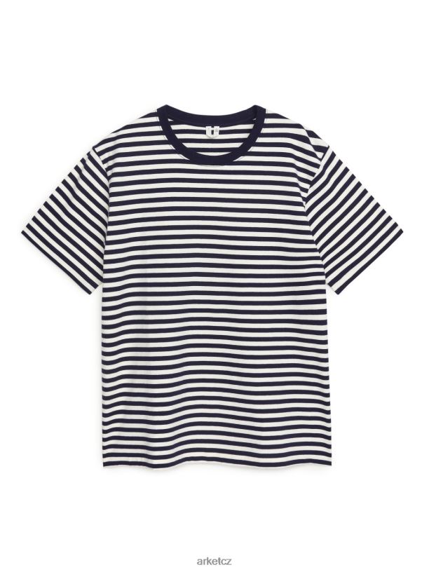 ženy ARKET těžké tričko oblečení tmavě modrá/bílá J8R2D1003