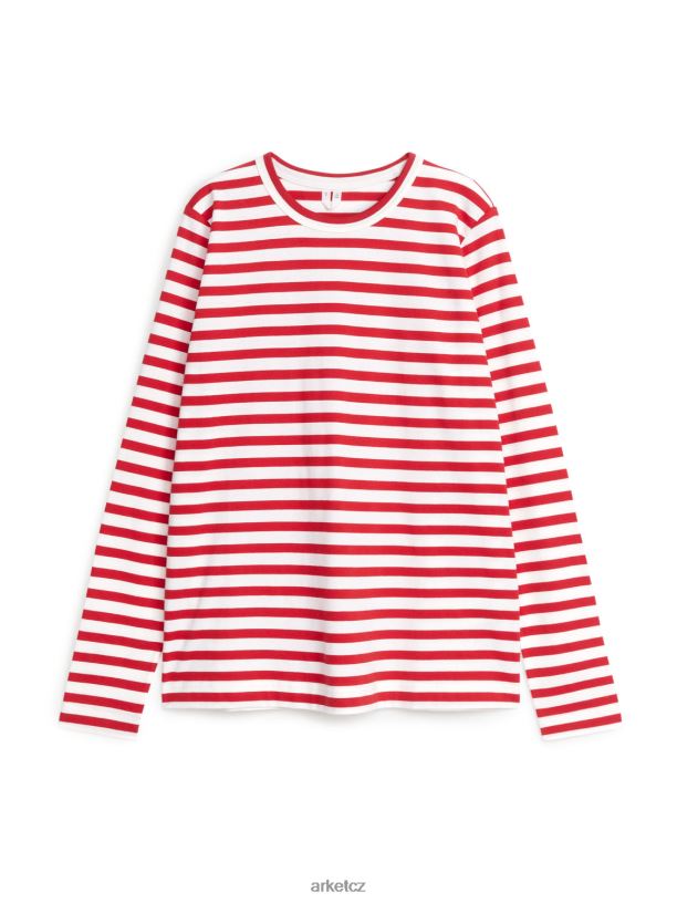 ženy ARKET tričko s dlouhým rukávem oblečení červená bílá J8R2D336