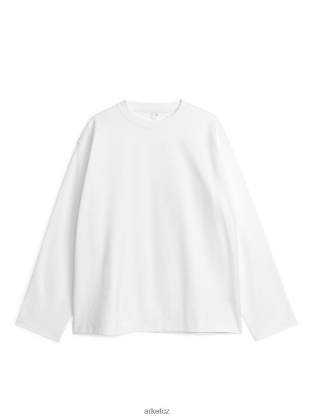 ženy ARKET uvolněné tričko s dlouhým rukávem oblečení bílý J8R2D1035