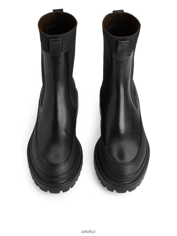 ženy ARKET kožené boty s masivní podrážkou obuv Černá J8R2D724