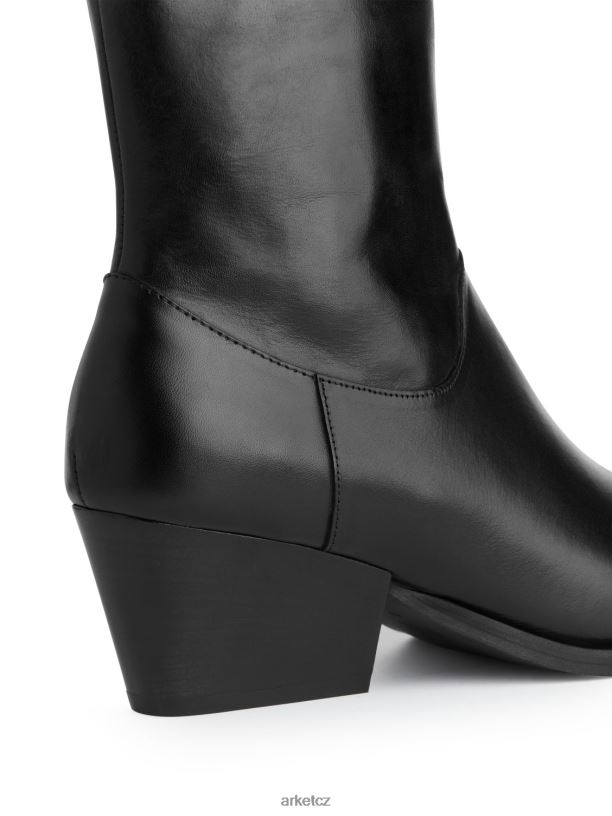 ženy ARKET kovbojské kožené boty obuv Černá J8R2D726