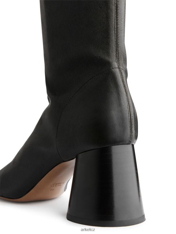 ženy ARKET strečové kožené boty obuv Černá J8R2D701