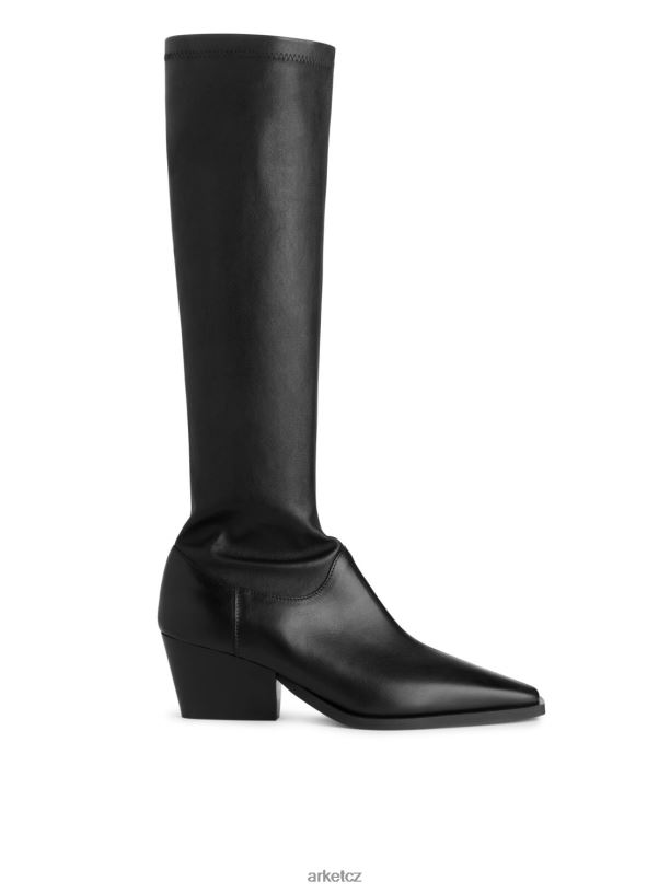 ženy ARKET strečové kožené boty obuv Černá J8R2D731