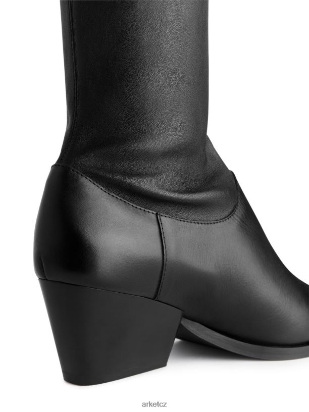 ženy ARKET strečové kožené boty obuv Černá J8R2D731