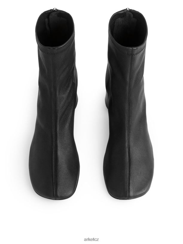 ženy ARKET strečové kožené ponožkové boty obuv Černá J8R2D699