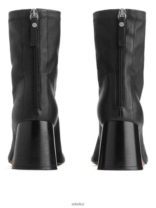 ženy ARKET strečové kožené ponožkové boty obuv Černá J8R2D699