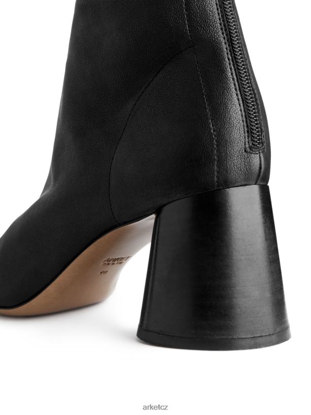 ženy ARKET strečové kožené ponožkové boty obuv Černá J8R2D699