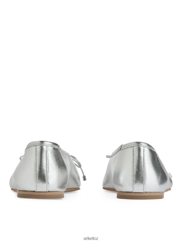 ženy ARKET kožené baleríny obuv stříbrný J8R2D714