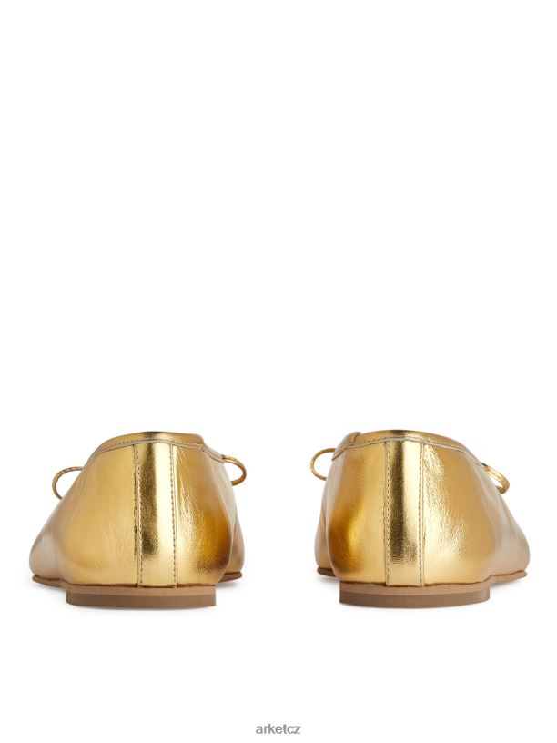 ženy ARKET kožené baleríny obuv zlato J8R2D719