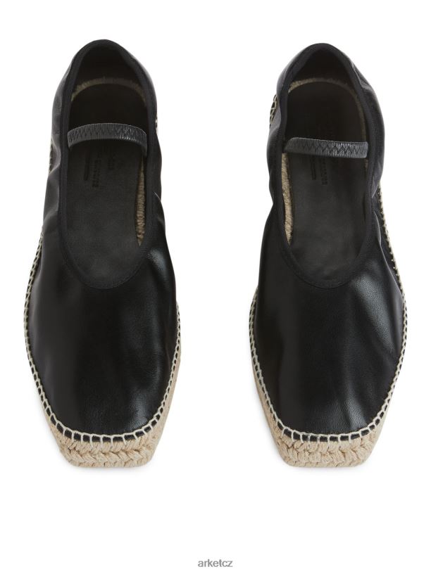 ženy ARKET kožené espadrilky obuv černá/béžová J8R2D715