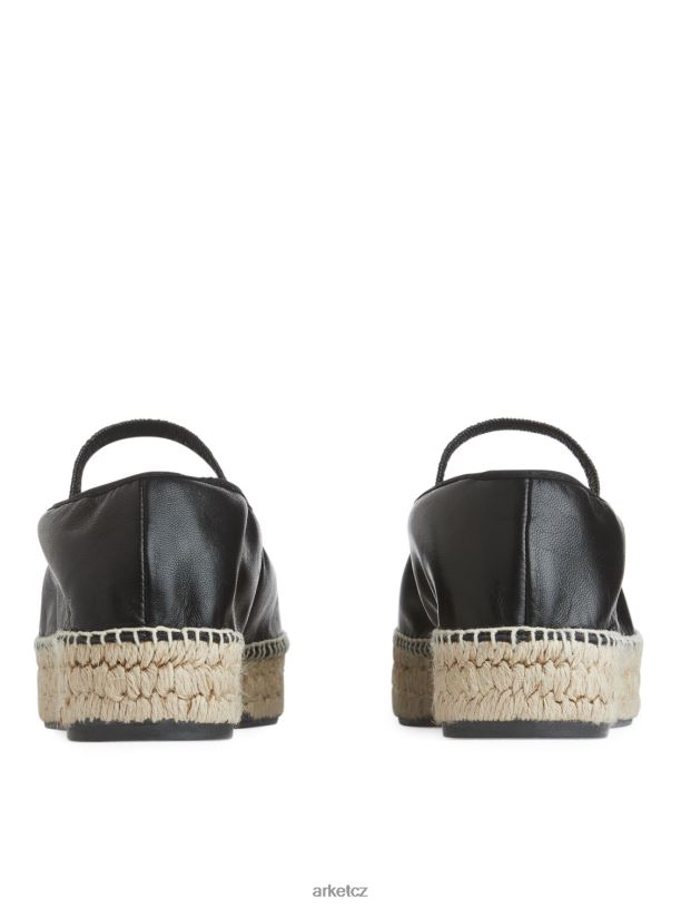 ženy ARKET kožené espadrilky obuv černá/béžová J8R2D715