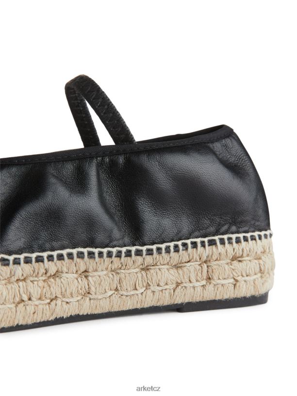 ženy ARKET kožené espadrilky obuv černá/béžová J8R2D715
