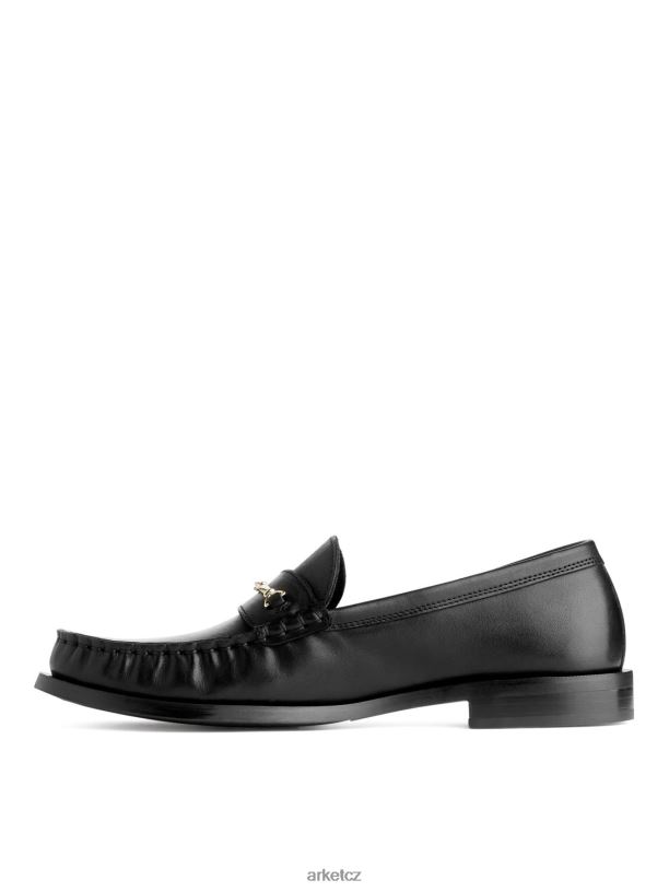 ženy ARKET kožené mokasíny obuv Černá J8R2D686