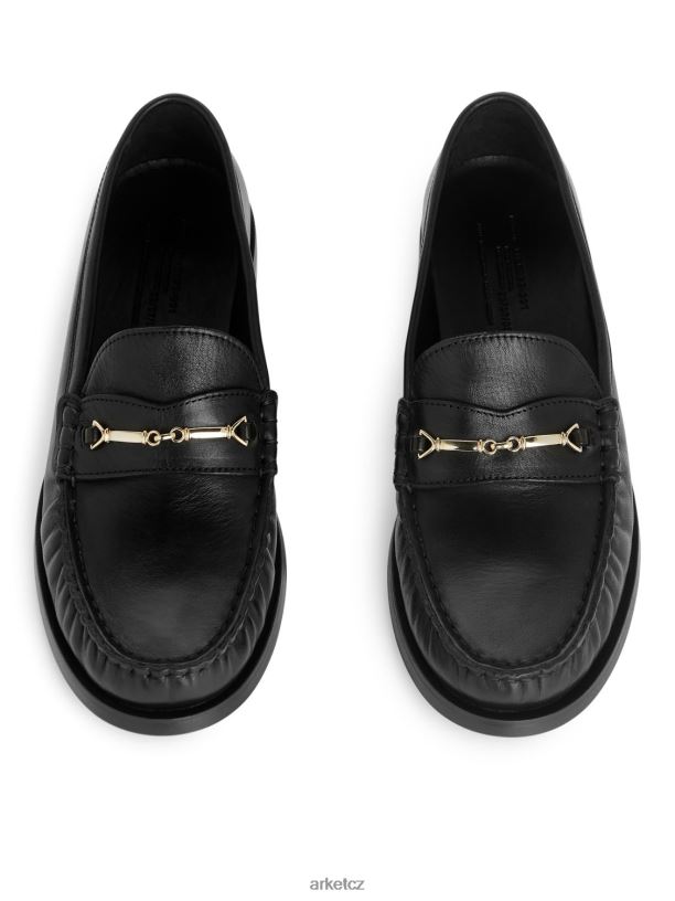 ženy ARKET kožené mokasíny obuv Černá J8R2D686
