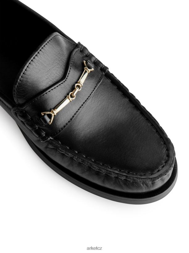 ženy ARKET kožené mokasíny obuv Černá J8R2D686