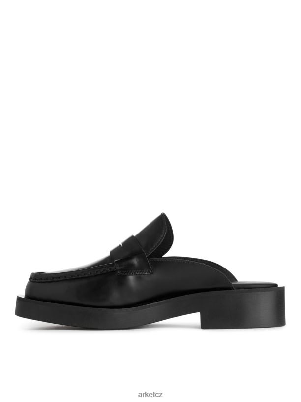ženy ARKET kožené slip-on mokasíny obuv Černá J8R2D685