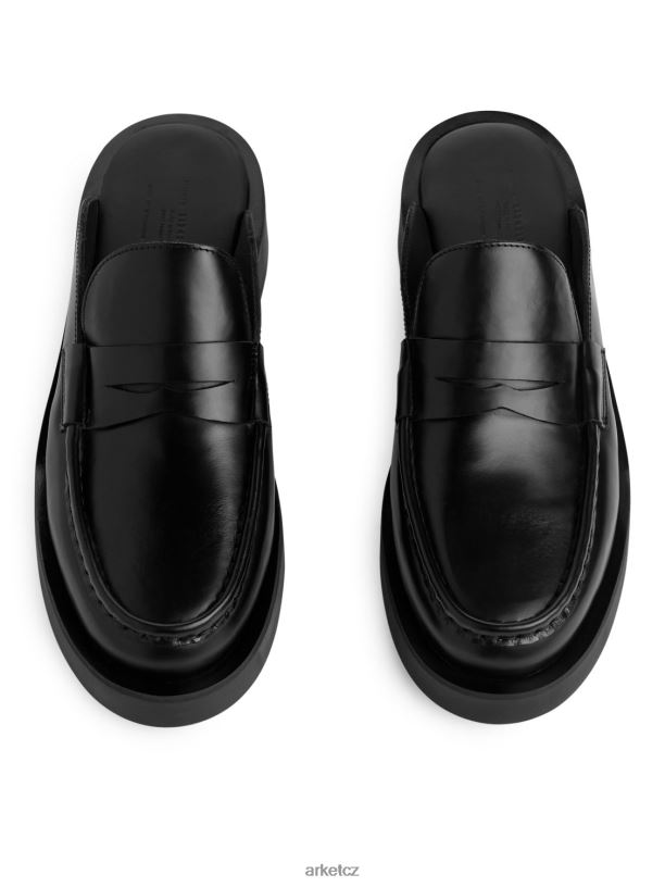 ženy ARKET kožené slip-on mokasíny obuv Černá J8R2D685