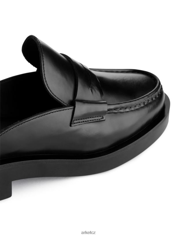 ženy ARKET kožené slip-on mokasíny obuv Černá J8R2D685