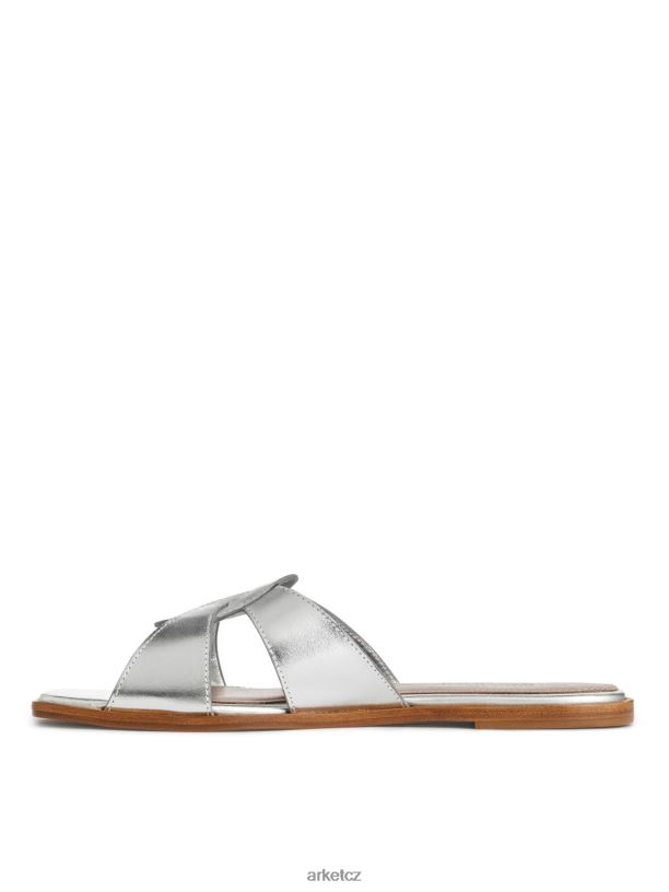 ženy ARKET ploché kožené slip-ins obuv stříbrný J8R2D702