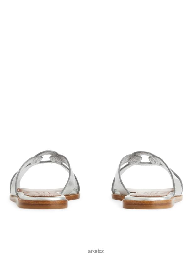 ženy ARKET ploché kožené slip-ins obuv stříbrný J8R2D702