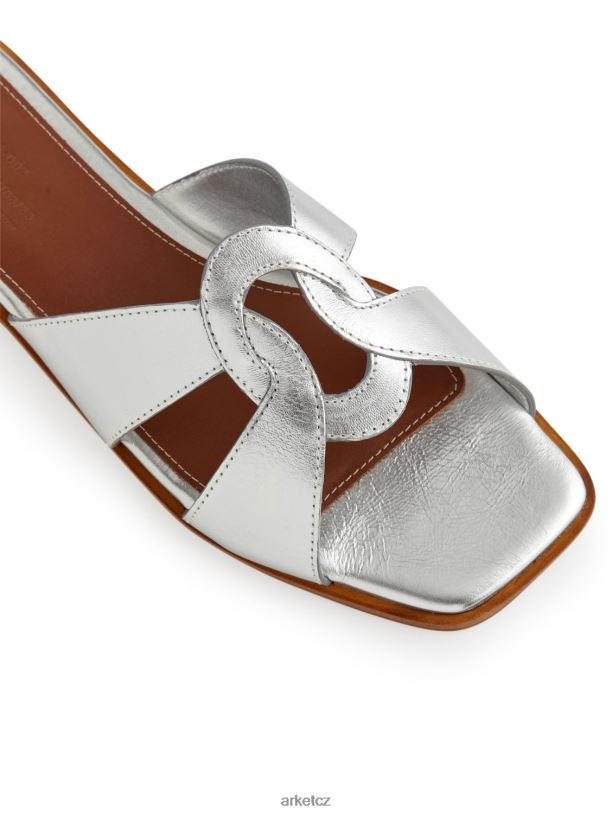 ženy ARKET ploché kožené slip-ins obuv stříbrný J8R2D702