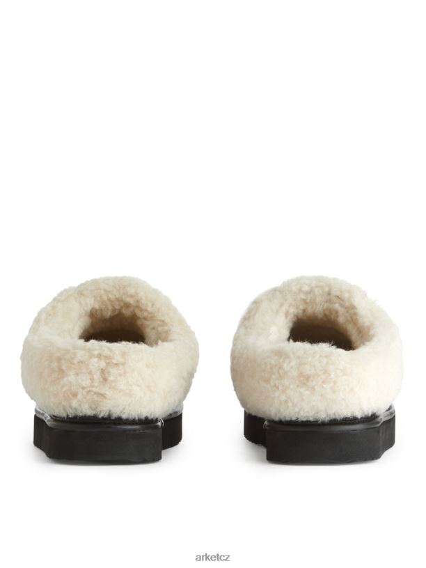 ženy ARKET kožené pantofle s vlasem obuv černá/bílá J8R2D524