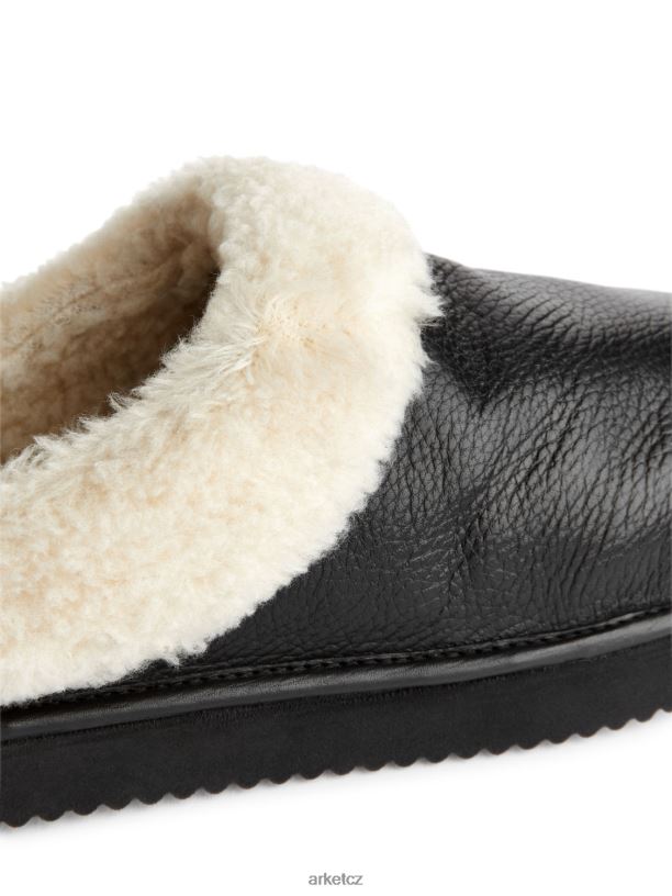 ženy ARKET kožené pantofle s vlasem obuv černá/bílá J8R2D524