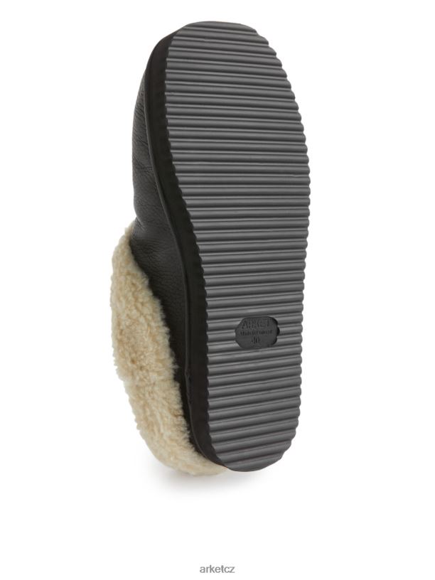 ženy ARKET kožené pantofle s vlasem obuv černá/bílá J8R2D524