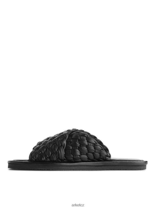 ženy ARKET skluzavky z tkané kůže obuv Černá J8R2D642