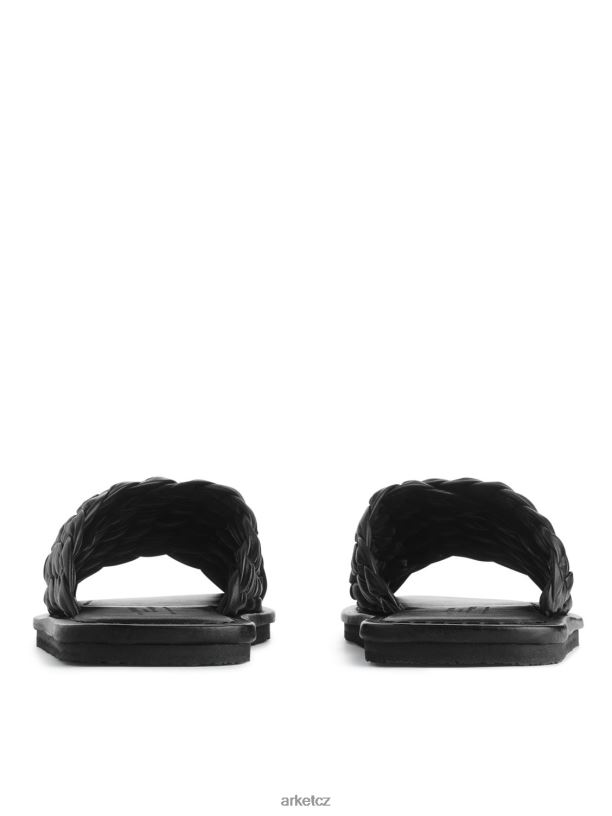 ženy ARKET skluzavky z tkané kůže obuv Černá J8R2D642