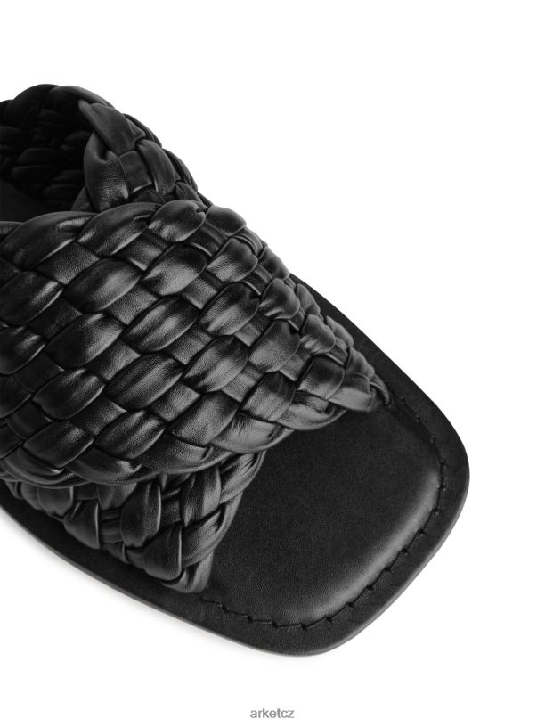 ženy ARKET skluzavky z tkané kůže obuv Černá J8R2D642