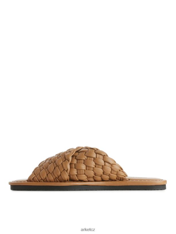 ženy ARKET skluzavky z tkané kůže obuv hnědý J8R2D640