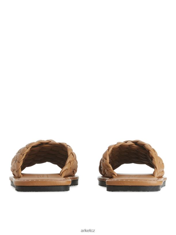 ženy ARKET skluzavky z tkané kůže obuv hnědý J8R2D640