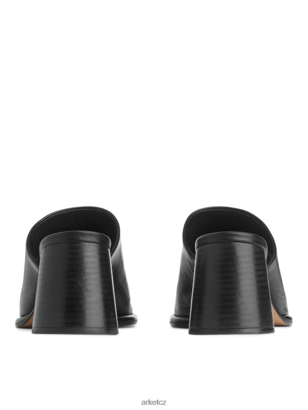 ženy ARKET kožené muly s světlým podpatkem obuv Černá J8R2D692