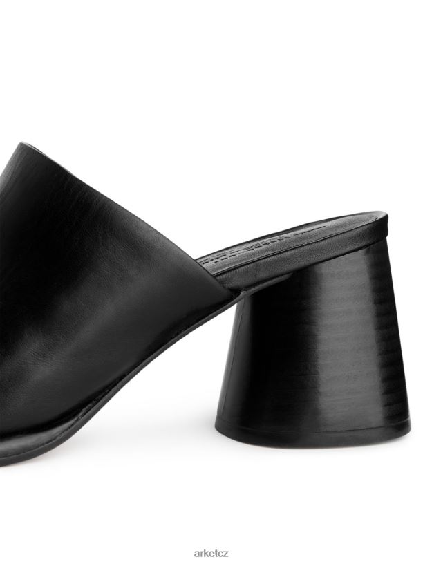 ženy ARKET kožené muly s světlým podpatkem obuv Černá J8R2D692