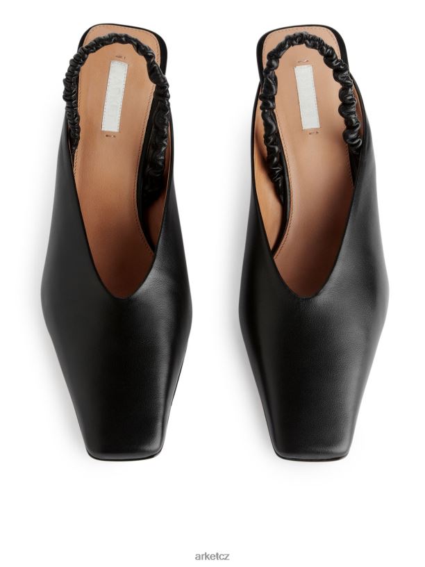 ženy ARKET slingback kožené lodičky obuv Černá J8R2D698