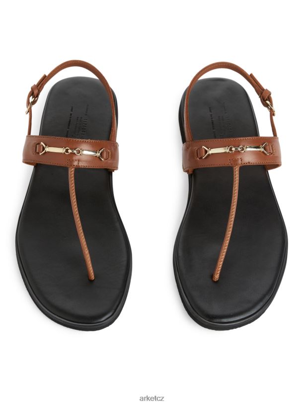 ženy ARKET kožené tanga sandály obuv hnědý J8R2D706