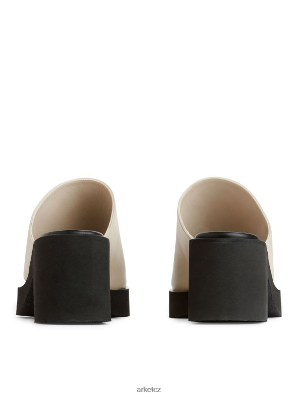 ženy ARKET masivní kožené sandály obuv šedobílá/černá J8R2D696