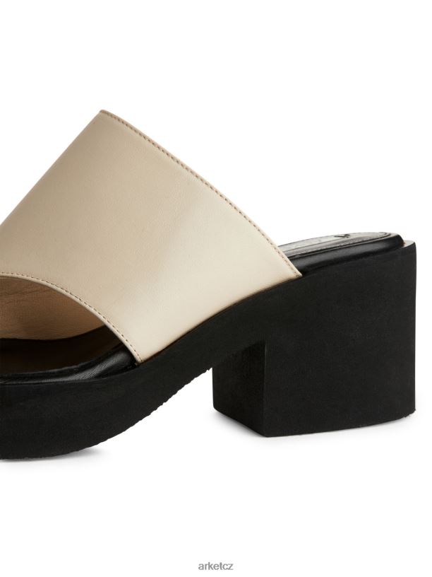 ženy ARKET masivní kožené sandály obuv šedobílá/černá J8R2D696