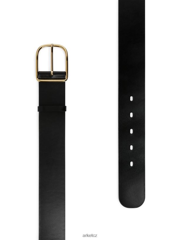 ženy ARKET široký kožený pásek Příslušenství Černá J8R2D834