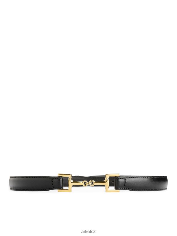 ženy ARKET kožený opasek s koňskou přezkou Příslušenství Černá J8R2D835