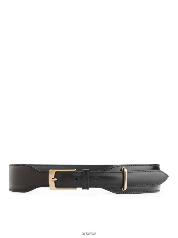 ženy ARKET kožený pásek s vysokým pasem Příslušenství Černá J8R2D838
