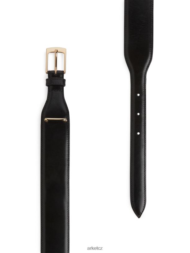 ženy ARKET kožený pásek s vysokým pasem Příslušenství Černá J8R2D838