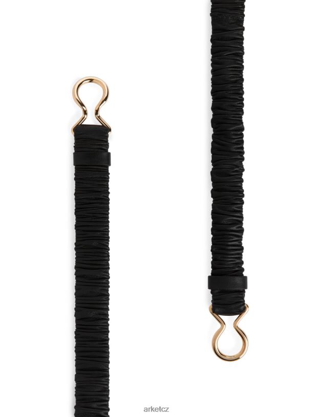 ženy ARKET poškrábaný kožený pásek Příslušenství Černá J8R2D825