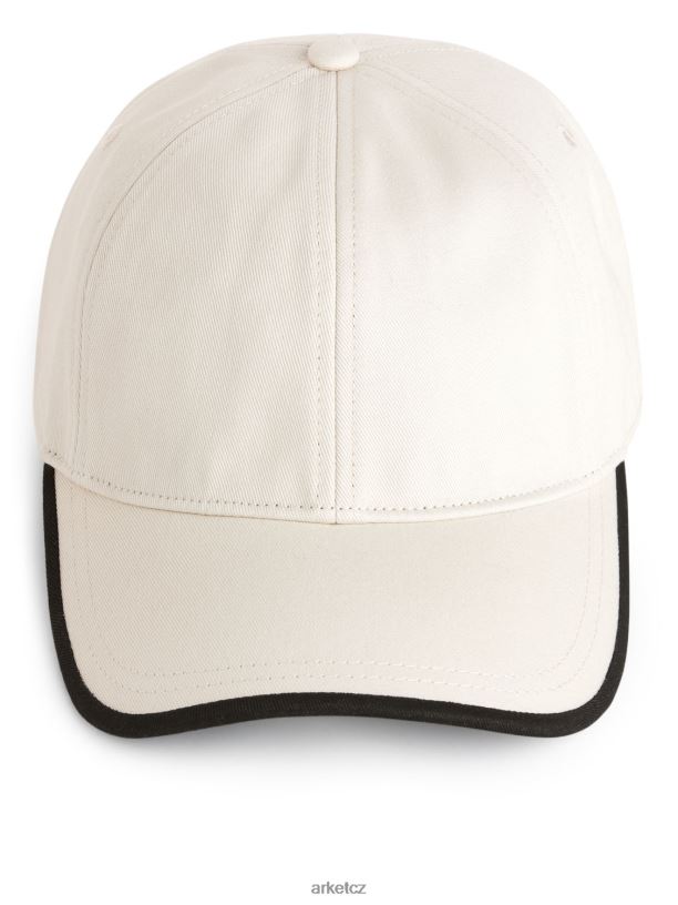 ženy ARKET čepice z bavlněného kepru Příslušenství špinavě bílá/černá J8R2D822