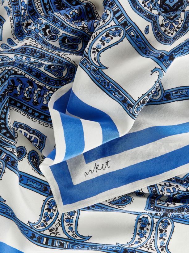 ženy ARKET potištěný hedvábný šátek Příslušenství bílá/modrá J8R2D843