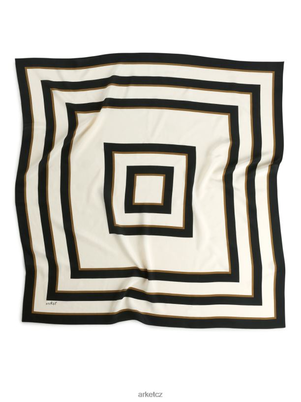 ženy ARKET potištěný hedvábný šátek Příslušenství černá/hnědá/béžová J8R2D840