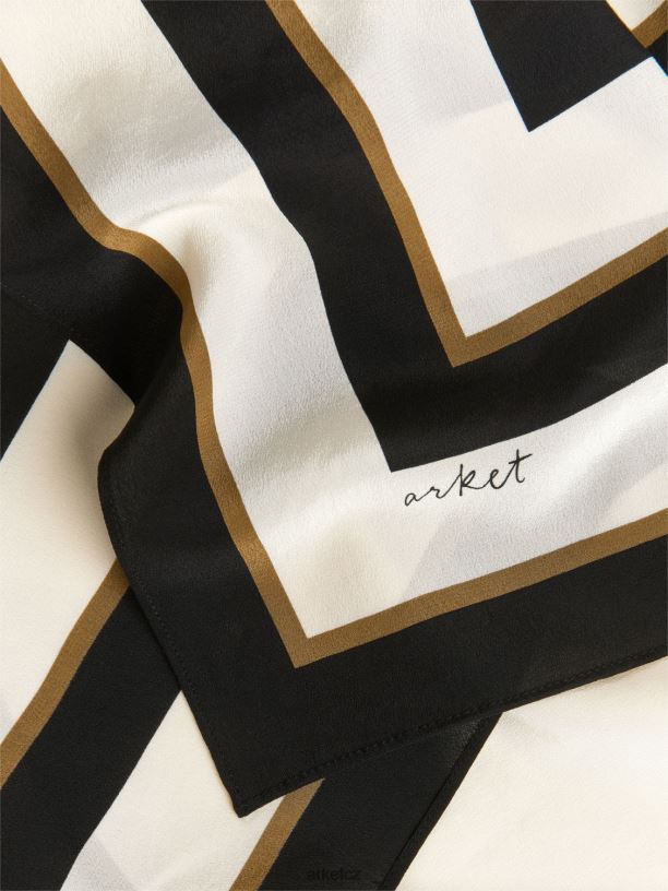 ženy ARKET potištěný hedvábný šátek Příslušenství černá/hnědá/béžová J8R2D840