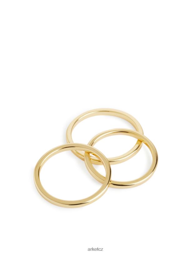 ženy ARKET Sada 3 pozlacených prstenů ze sterlingového stříbra Příslušenství zlato J8R2D783