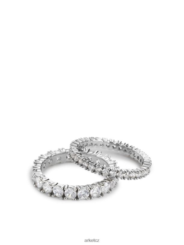 ženy ARKET štrasový malíček sada 2ks prstenů Příslušenství stříbrný J8R2D797